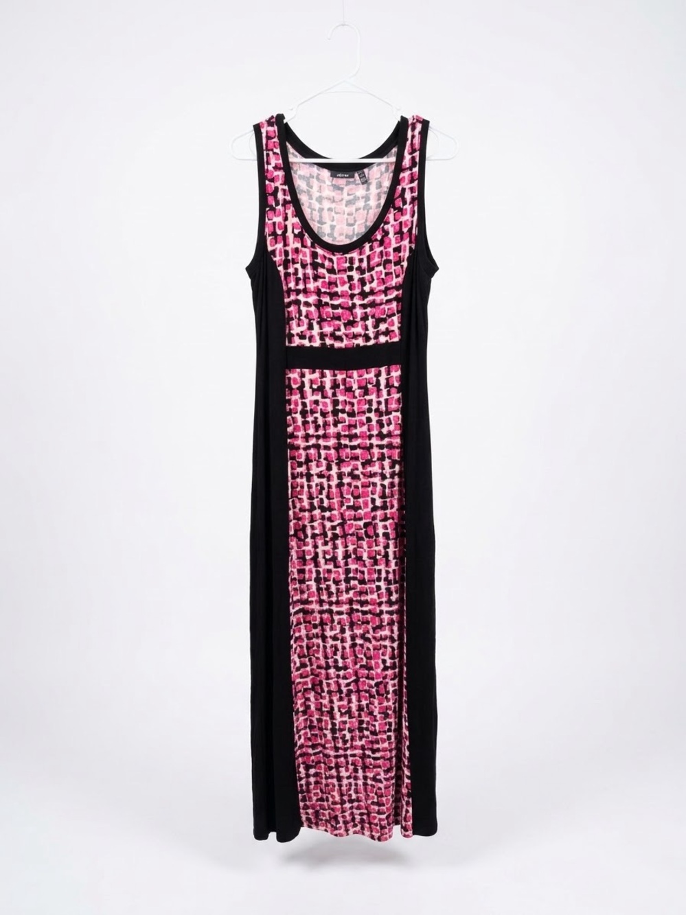 Sleeveless Pink Patterned Panel Maxi Dress